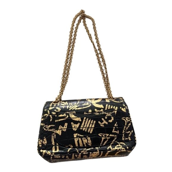 Chanel black gold Grafiti Crocodile embossed calfskin 2.55 Reissue 224 flap bag - Picture 3 of 13